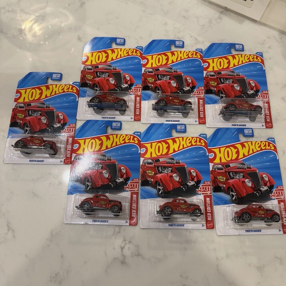 Hot Wheels Red Edition Pass'N Gasser 1936 Red 1:64 Diecast (lot of 7)